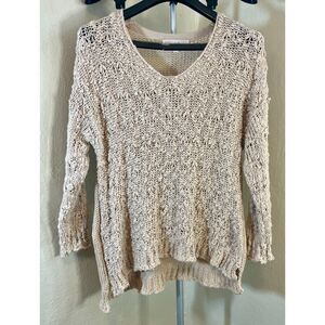 Chelsea & Theodore cotton blend v-neck textured sweater  Size Small